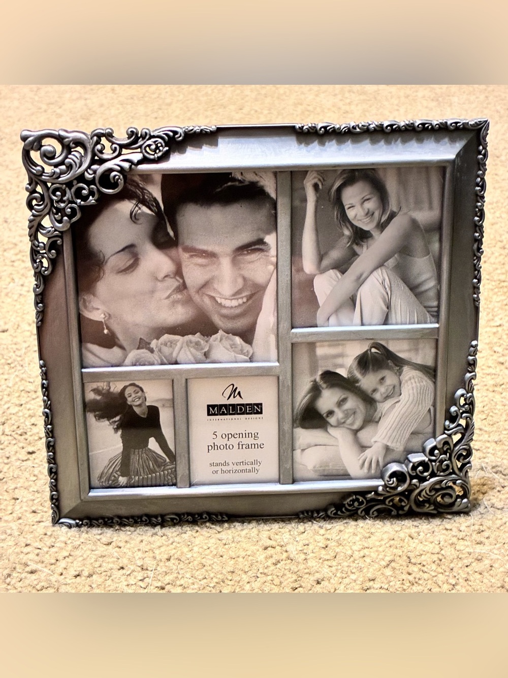 Malden International Designs Ornate Silver 5-Opening Photo Frame Size 7.5x8”